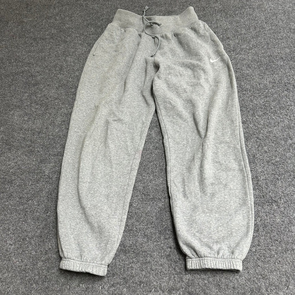 Nike Sweatpants Womens Size S Gray Fleece Loose Fit Joggers Elastic Cuffs Pocket